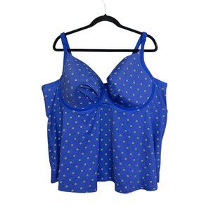 In Every Story Blue Underwire Padded Adjustable Strap Tankini Top Plus Size 5X